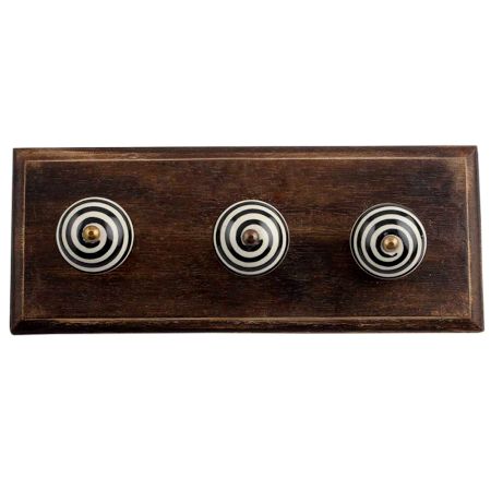 Cream Black Strip Wooden Hooks